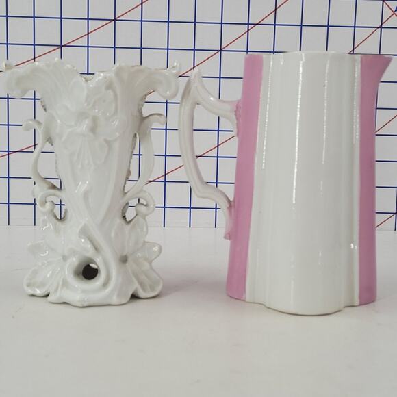 Coquette Pink Gilded Vase Pitcher Lot Romantic Cottagecore Vintage Shabby Chic - Picture 4 of 12